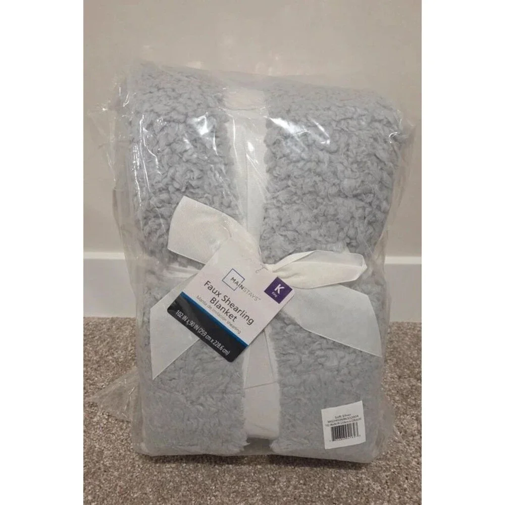 King Grey faux sherling blanket
